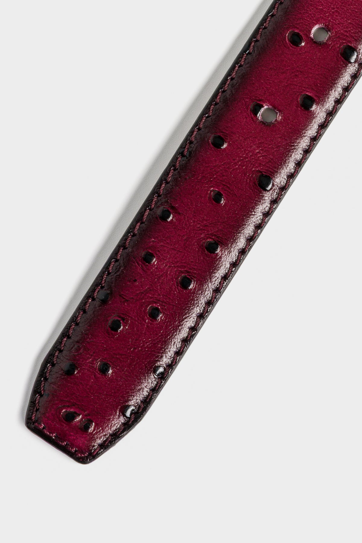 Burgundy Ostrich-Look Leather Belt – Gold-Tone Buckle, 3 cm