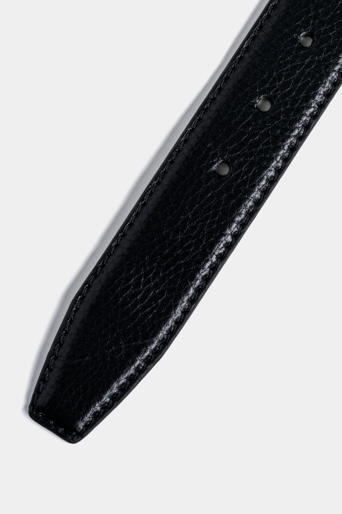 Black Textured Leather Belt – Gold Tone Buckle, 3.5 cm